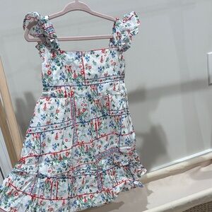 Janie and Jack White Floral Dress with Ruffle Sleeves